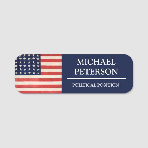 Vintage USA FLAG Political Campaign Name Tag