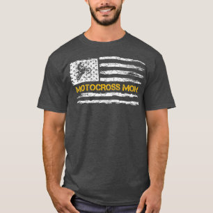 Vintage USA Flag Proud Motocross Dirt Bike Mom T-Shirt