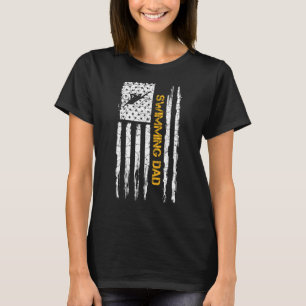 Vintage Usa Flag Proud Swimming Dad Swim Swimmer S T-Shirt