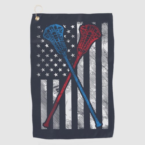Vintage USA Flag Red Blue White Lacrosse Golf Towel