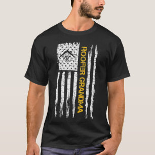 Vintage USA Flag Roofer Grandma Roofing Silhouette T-Shirt