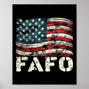 Vintage Usa Flag Trump Fafo Patriotic Retro  Poster