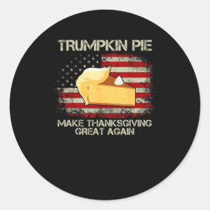 Vintage Usa Flag Trumpkin Pie Make Thanksgiving Gr Classic Round Sticker