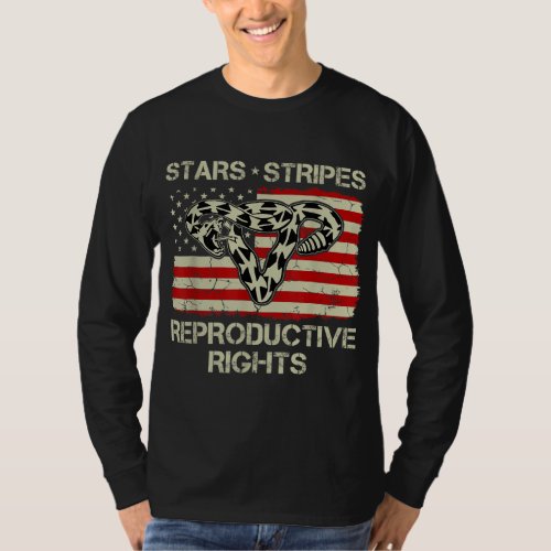 Vintage USA Flag Uterus Stars Stripes Reproductive T_Shirt