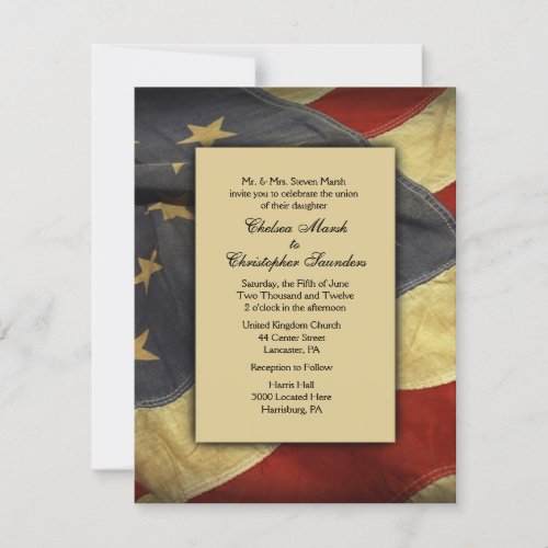 Vintage USA Flag Wedding Invitation