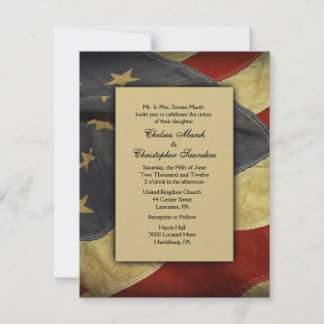 Vintage USA Flag Wedding Invitation