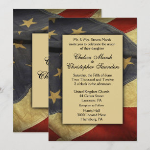 Vintage USA Flag Wedding Invitation