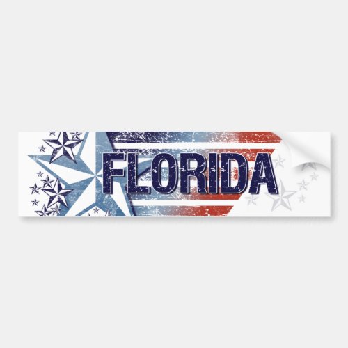 Vintage USA Flag with Star  Florida Bumper Sticker