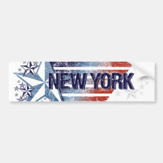 Vintage USA Flag with Star – New York Bumper Sticker