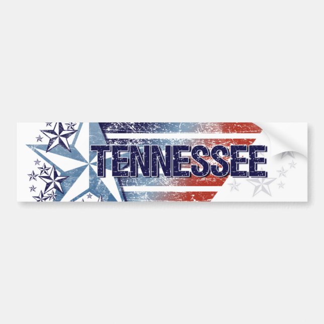 Vintage USA Flag with Star – Tennessee Bumper Sticker (Front)