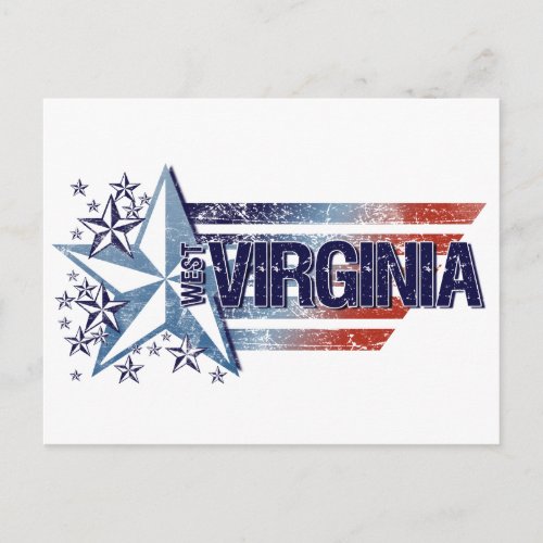 Vintage USA Flag with Star  West Virginia Postcard