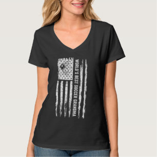 Vintage Usa Flag World S Best Soccer Grandma Silho T-Shirt