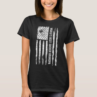 Vintage USA Flag World s Best Soccer Grandpa Silho T-Shirt