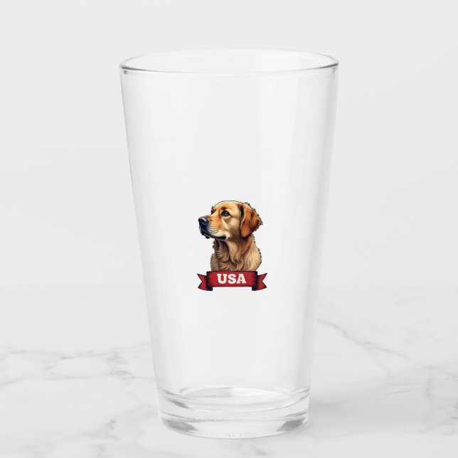 Vintage USA Golden Retriever Engraving Shirt 4 Glass (Front)
