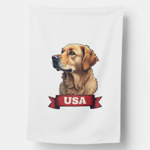 Vintage USA Golden Retriever Engraving Shirt 4 House Flag
