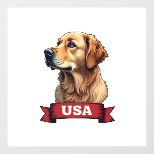 Vintage USA Golden Retriever Engraving Shirt 4 Window Cling