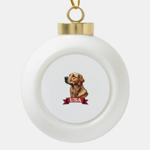Vintage USA Golden Retriever Engraving Shirt Ceramic Ball Christmas Ornament