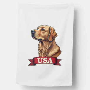 Vintage USA Golden Retriever Engraving Shirt House Flag