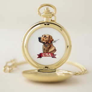Vintage USA Golden Retriever Engraving Shirt Pocket Watch