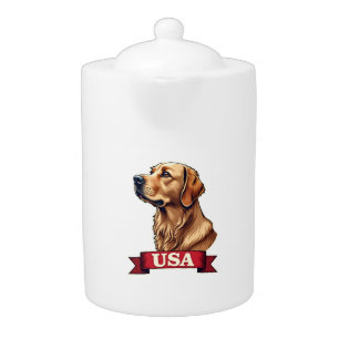 Vintage USA Golden Retriever Engraving Shirt Teapot