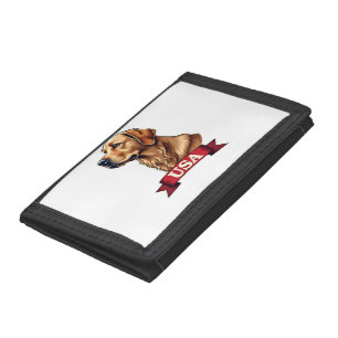 Vintage USA Golden Retriever Engraving Shirt Trifold Wallet