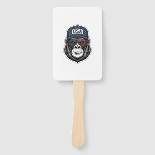 Vintage USA Gorilla Sunglasses Patriotic Shirt Des Hand Fan