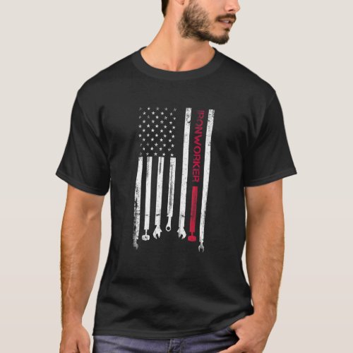 Vintage Usa Ironworker American Flag Iron Worker P T_Shirt