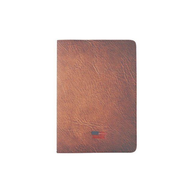 Vintage USA Leather Passport Holder Cover Case (Front)