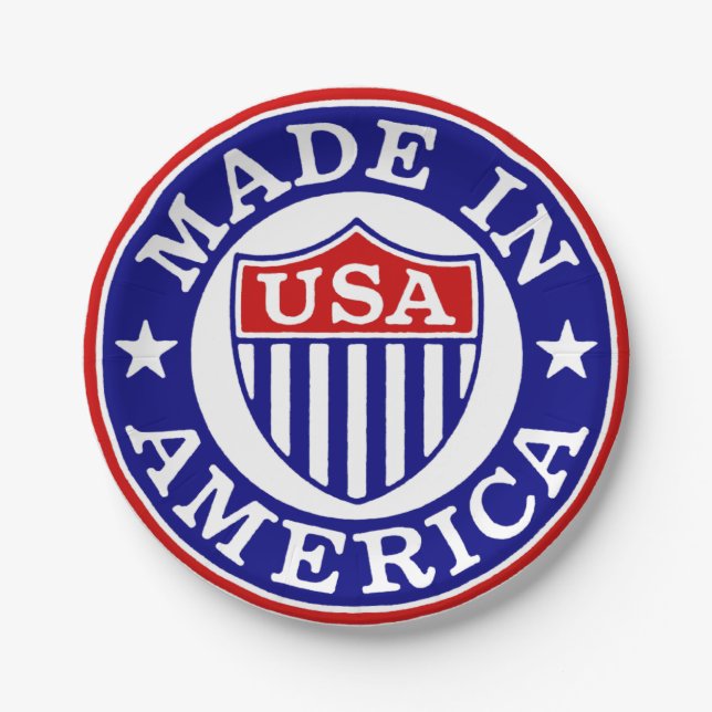 Vintage USA Made In America Logo Paper Plates (Front)