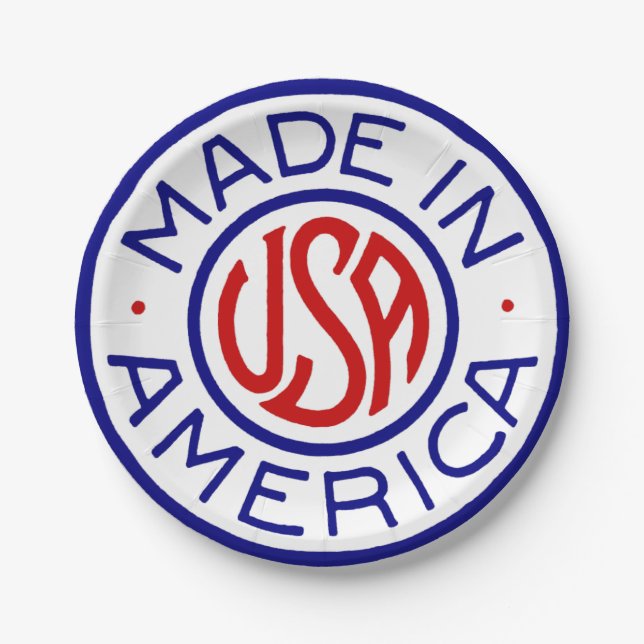 Vintage USA Made In America Logo Paper Plates (Front)