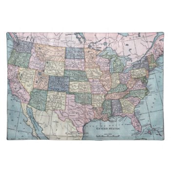 Vintage Usa Map Placemat by ellesgreetings at Zazzle