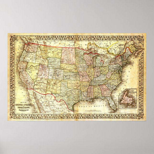 Vintage USA Map Poster (Front)