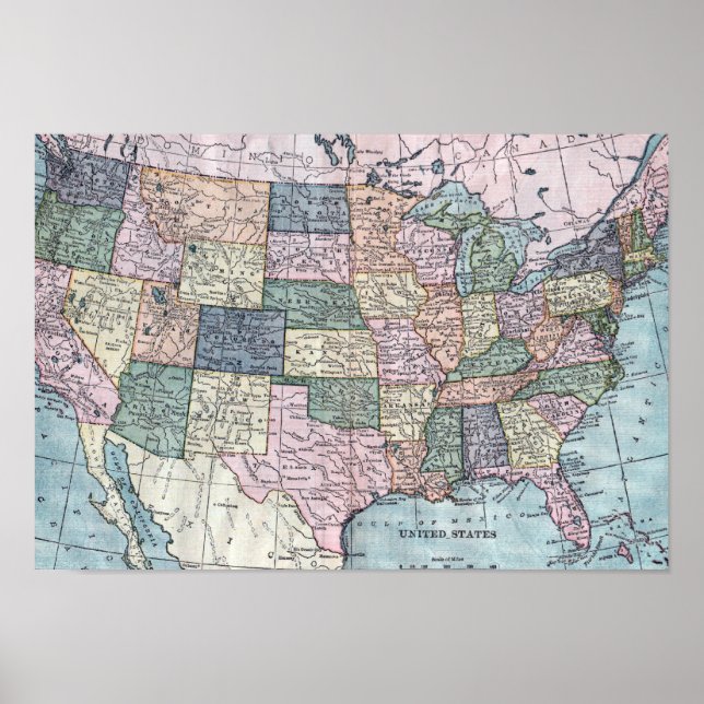 Vintage USA Map Poster (Front)