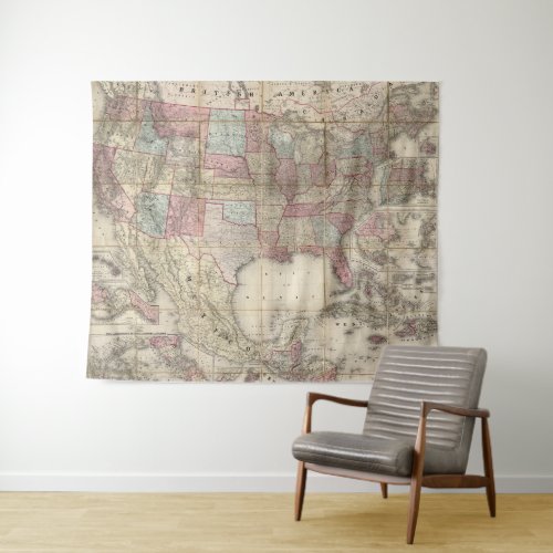 Vintage USA Map Tapestry