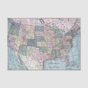 Vintage USA Map Tissue Paper