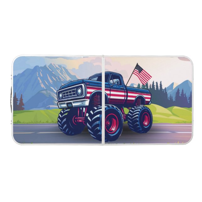 Vintage, USA monster truck Beer Pong Table (Top)
