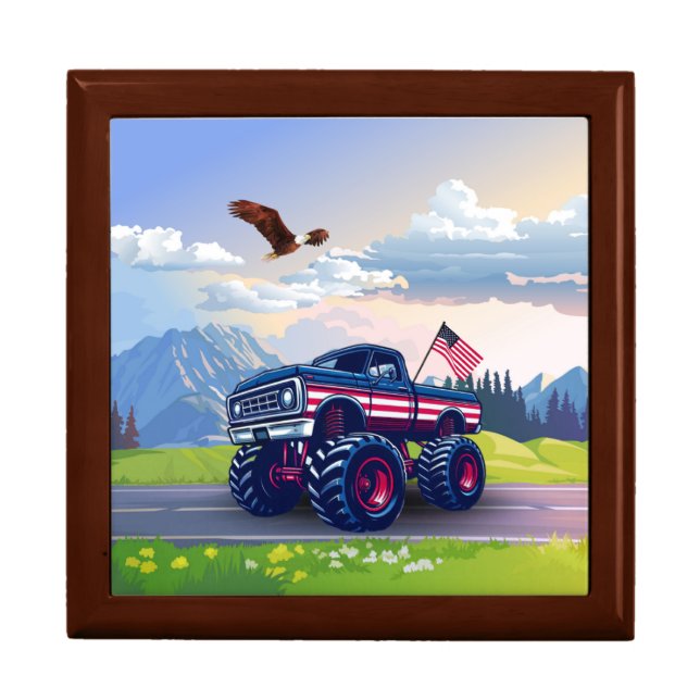 Vintage, USA monster truck Gift Box (Front)