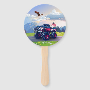 Vintage, USA monster truck Hand Fan
