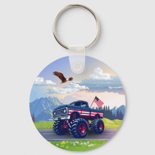 Vintage, USA monster truck Keychain