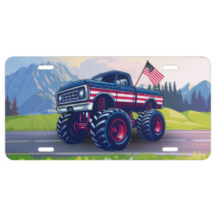 Vintage, USA monster truck License Plate