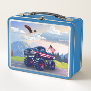 Vintage, USA monster truck Metal Lunch Box