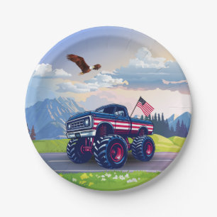 Vintage, USA monster truck Paper Plates