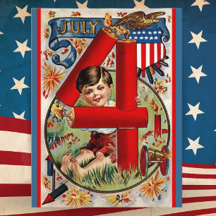 Vintage USA Patriotic July 4th Holiday Postcard
