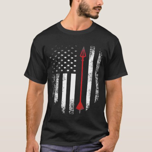 Vintage Usa Red White  Archery Arrow American Flag T_Shirt