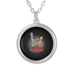 Vintage USA Rock - Band Concert Poster 70s 80s Silver Plated Necklace