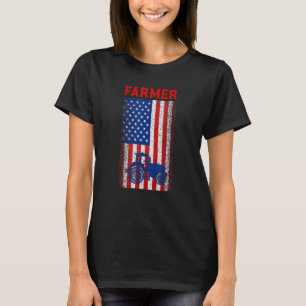 Vintage USA US Flag Patriotic Farmer Farming Farm  T-Shirt