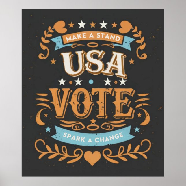 Vintage USA Vote Design Poster (Front)