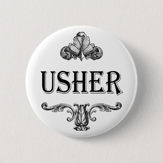 Vintage Usher Customizable Button (Front)