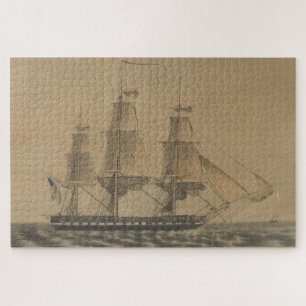 Vintage USS Constitution Ship Illustration (1846) Jigsaw Puzzle