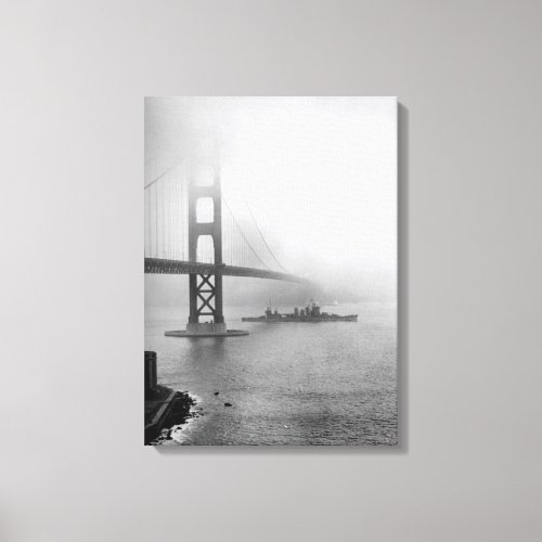 Vintage USS San Francisco Golden Gate Bridge Canvas Print